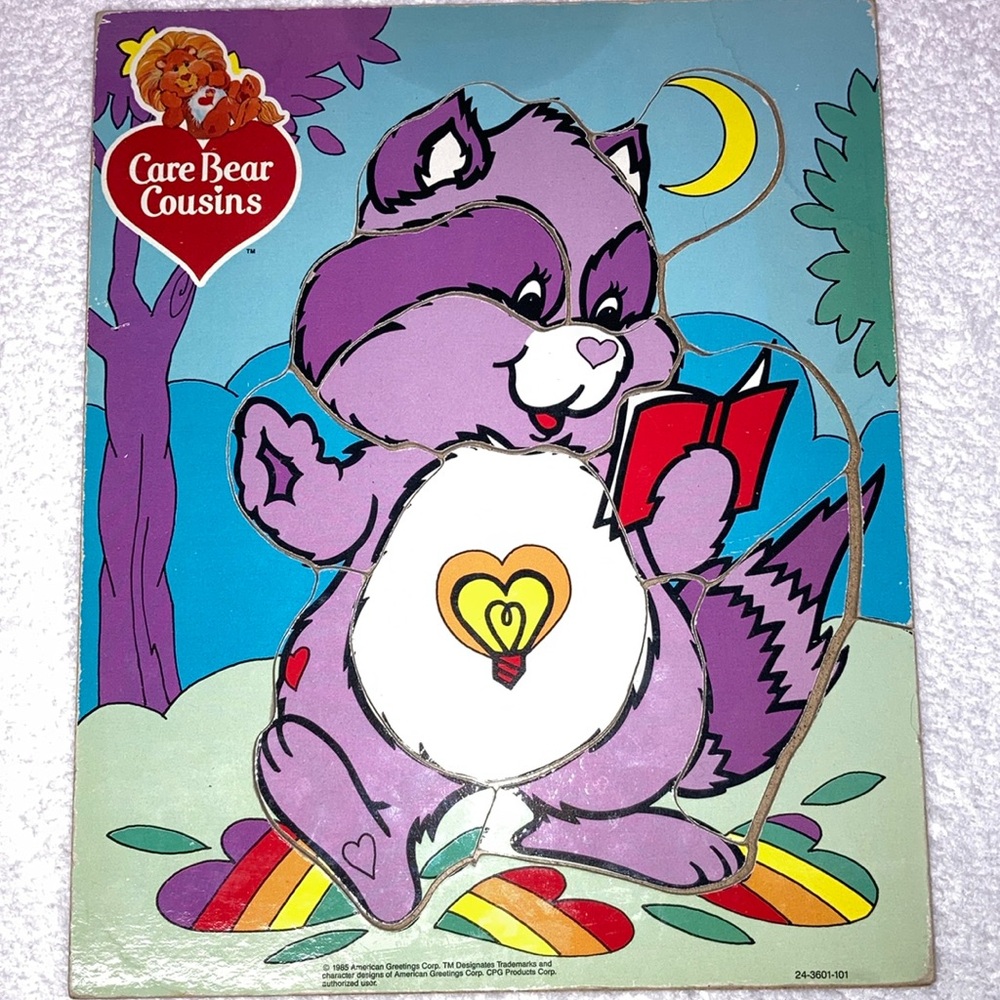 Vintage 1985 American Greetings Wooden Puzzle Care Bear Cousins Raccoon